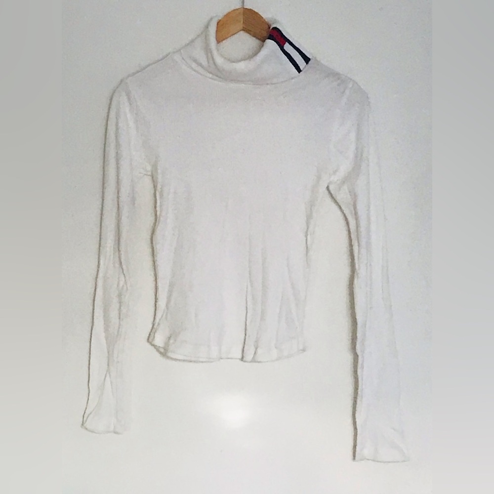 White Long-Sleeve Turtleneck Top